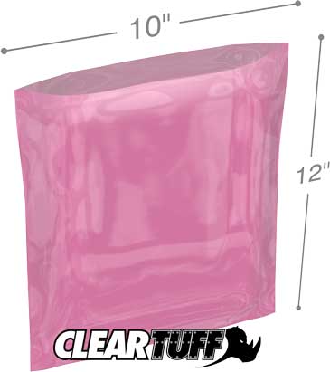 10x12 6 mil Pink Antistat Poly Bags