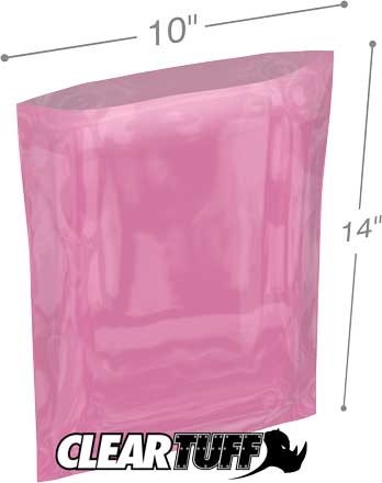 10x14 2 mil Pink Antistat Poly Bags