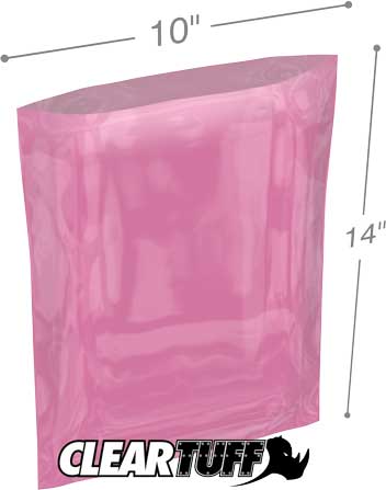 10x14 6 mil Pink Antistat Poly Bags