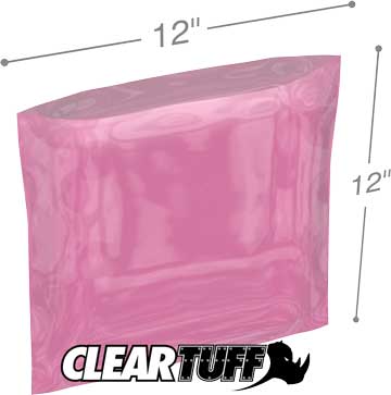 12x12 4 mil Pink Antistat Poly Bags