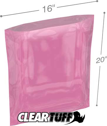 16x20 4 mil Pink Antistat Poly Bags