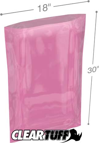 18x30 6 mil Pink Antistat Poly Bags