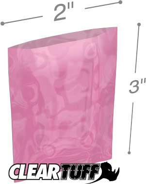 2x3 4 mil Pink Antistat Poly Bags