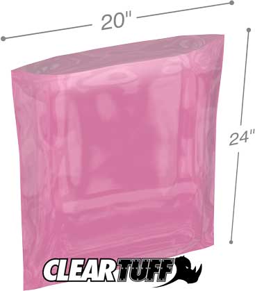 20x24 6 mil Pink Antistat Poly Bags