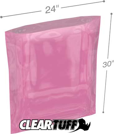 24x30 6 mil Pink Antistat Poly Bags