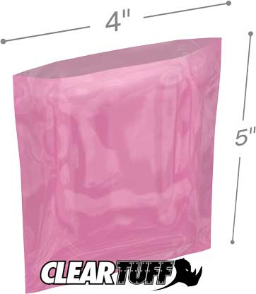 4x5 6 mil Pink Antistat Poly Bags