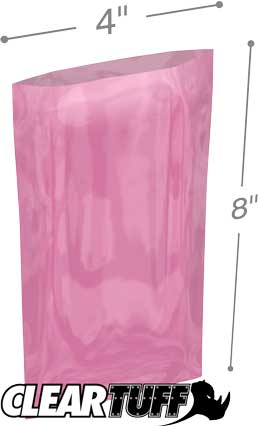 4x8 6 mil Pink Antistat Poly Bags
