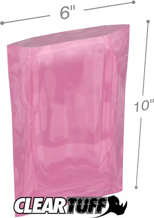 6x10 6 mil Pink Antistat Poly Bags