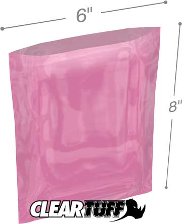 6x8 6 mil Pink Antistat Poly Bags