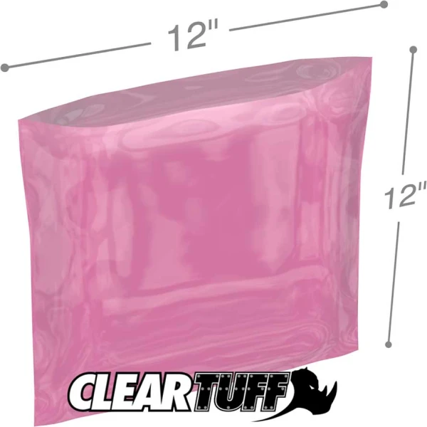 12x12 6 mil amine free antistatic poly bags 12x12 6 mil Pink Antistat Poly Bags