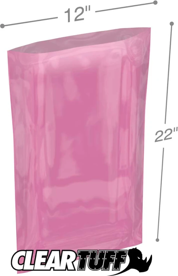 12x22 4 mil amine free antistatic poly bags 12x22 4 mil Pink Antistat Poly Bags