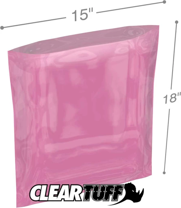 15x18 4 mil Pink Antistat Poly Bags