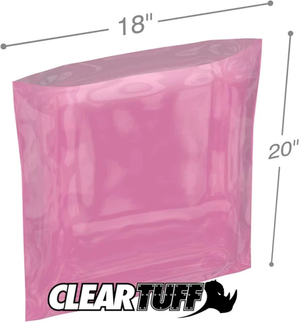 18x20 4 mil Pink Antistat Poly Bags