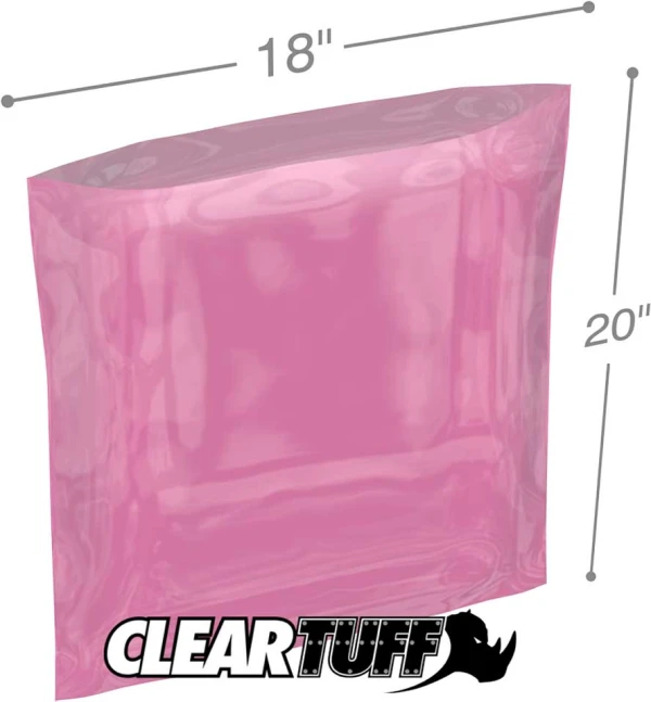 18x20 4 mil amine free antistatic poly bags 18x20 4 mil Pink Antistat Poly Bags