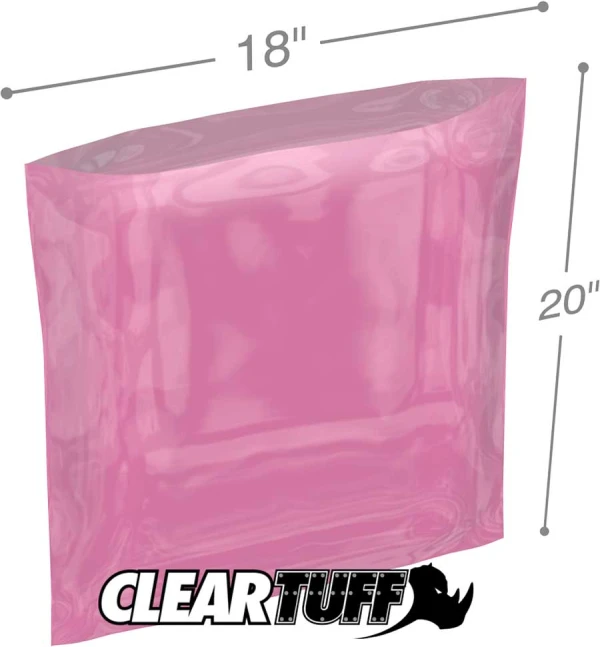 18x20 6 mil amine free antistatic poly bags 18x20 6 mil Pink Antistat Poly Bags