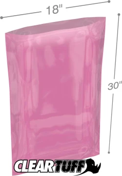 Pink 18" x 30" 6 mil Anti-Static Poly Bags