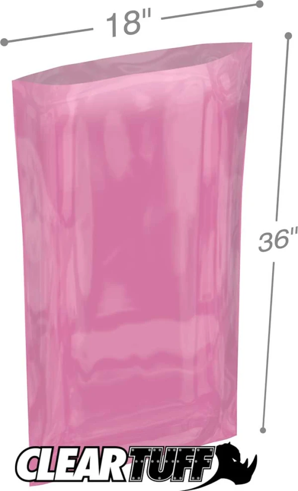 18x36 6 mil amine free antistatic poly bags 18x36 6 mil Pink Antistat Poly Bags