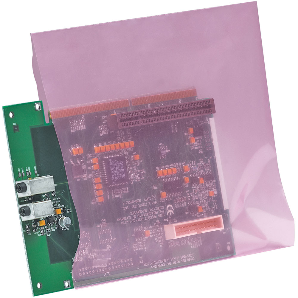 2 Mil Anti-static Flat Poly Bags 6 x 8 with circuit board