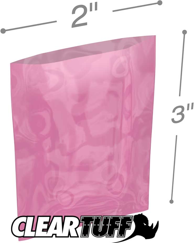 2x3 4 mil Pink Antistat Poly Bags