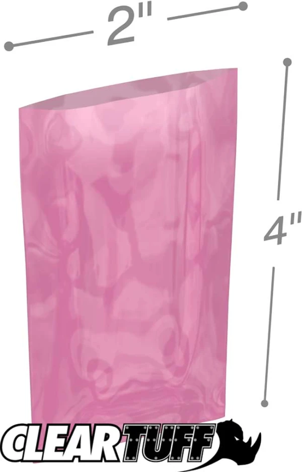 Pink 2 x 4 2 mil Anti-Static Poly Bags 2 x 4 2 mil Anti-Static Poly Bags
