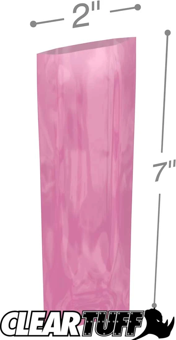 2x7 4 mil amine free antistatic poly bags 2x7 4 mil Pink Antistat Poly Bags