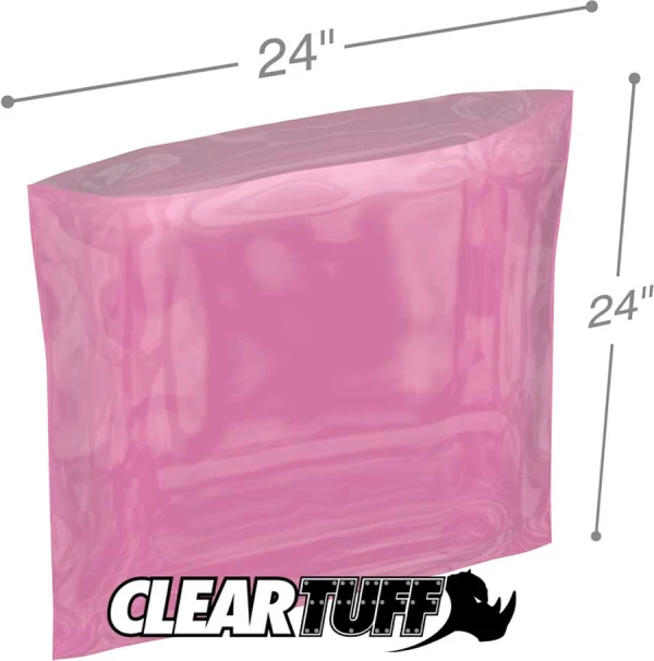 24x24 4 mil amine free antistatic poly bags 24x24 4 mil Pink Antistat Poly Bags