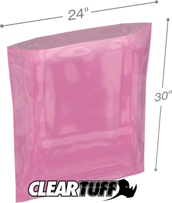 24x30 2 mil Pink Antistat Poly Bags