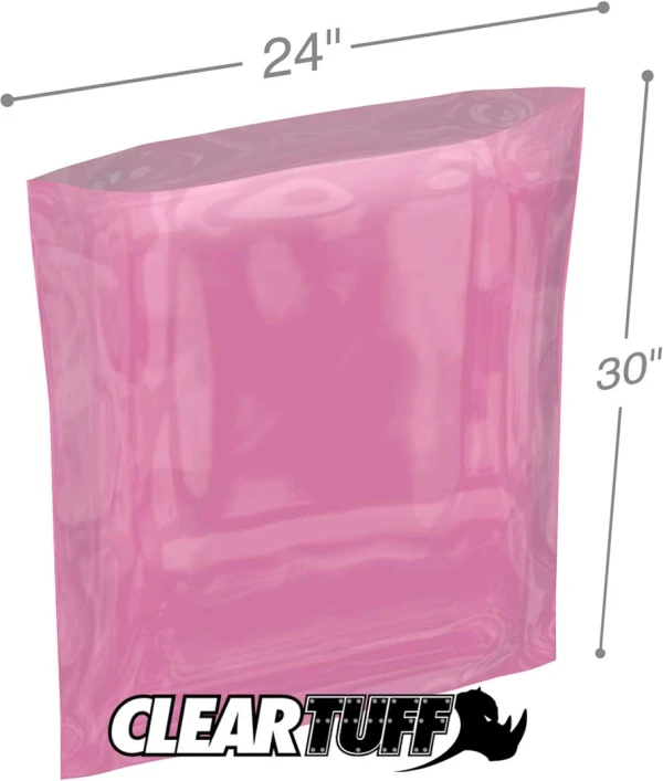 24x30 2 mil amine free antistatic poly bags 24x30 2 mil Pink Antistat Poly Bags