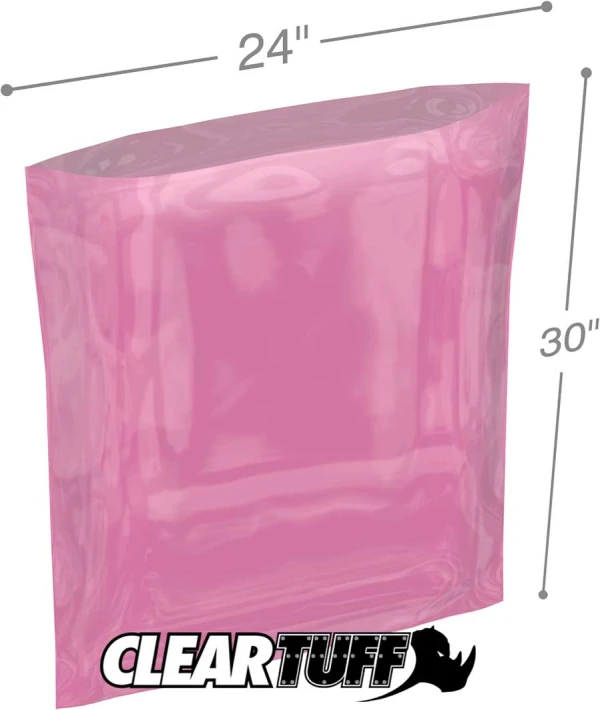 24x30 6 mil amine free antistatic poly bags 24x30 6 mil Pink Antistat Poly Bags