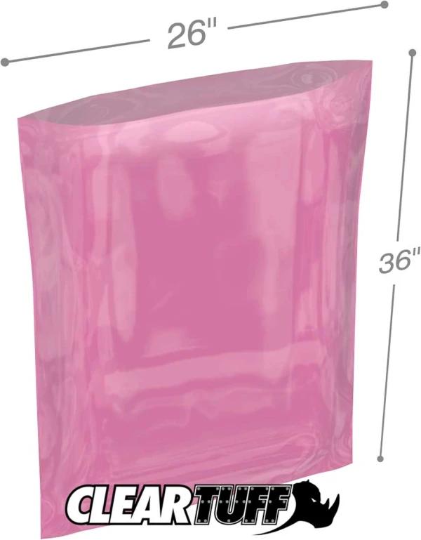 26x36 4 mil amine free antistatic poly bags 26x36 4 mil Pink Antistat Poly Bags