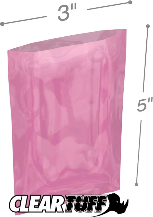 3x5 6 mil amine free antistatic poly bags 3x5 6 mil Pink Antistat Poly Bags