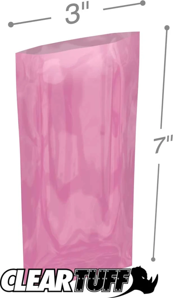 3x7 4 mil amine free antistatic poly bags 3x7 4 mil Pink Antistat Poly Bags