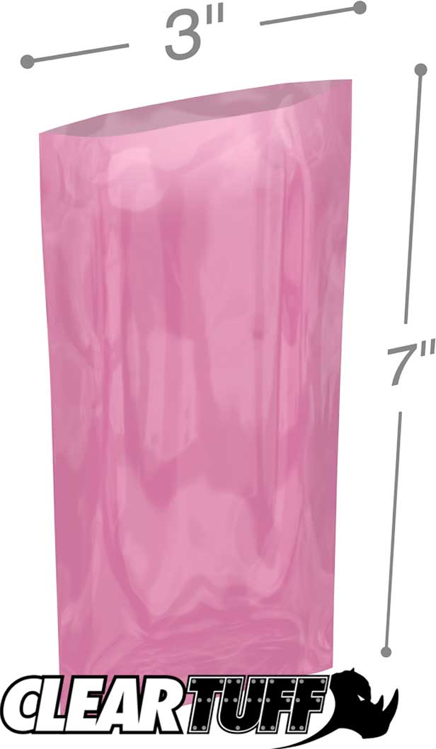 3x7 4 mil Pink Antistat Poly Bags