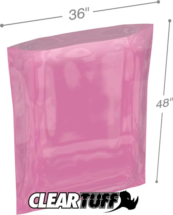 36x48 4 mil amine free antistatic poly bags 36x48 4 mil Pink Antistat Poly Bags
