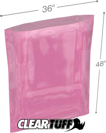 36x48 4 mil Pink Antistat Poly Bags