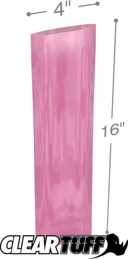 Pink 4" x 16" 4 mil Anti-Static Poly Bags