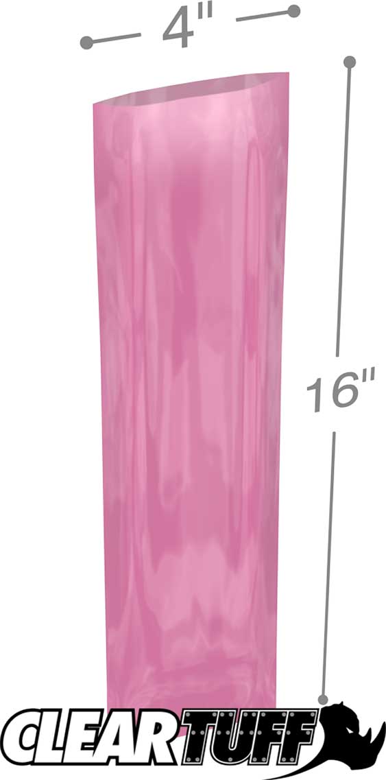 4x16 4 mil Pink Antistat Poly Bags
