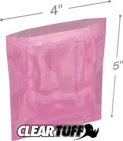 Pink 4" x 5" 4 mil Anti-Static Poly Bags