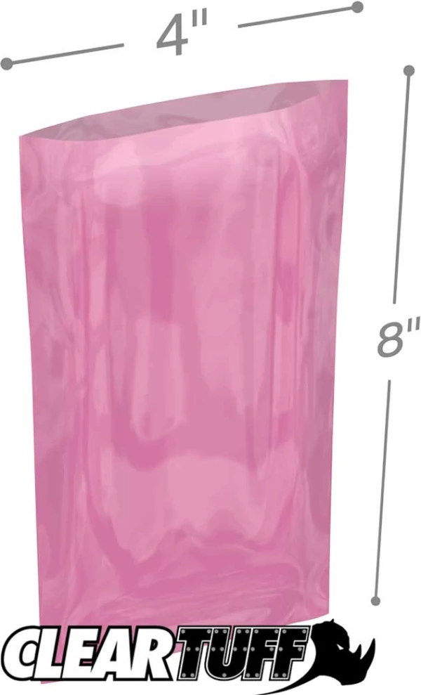 4x8 6 mil amine free antistatic poly bags 4x8 6 mil Pink Antistat Poly Bags