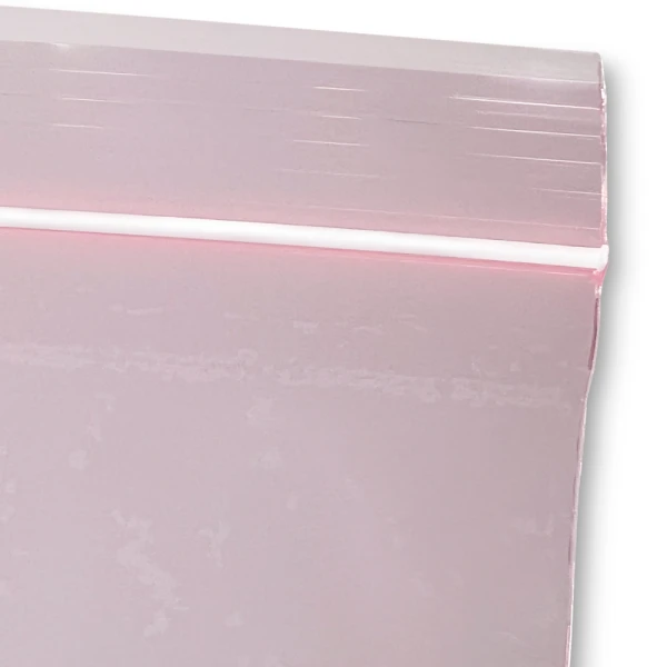 4x6 4-Mil Pink Anti Static Zip Bags - Minigrip White Zipper and Offset Lip Offset Lip and Whiute Ziplock of 4 x 6 4 Mil Pink Anti Static locking Bags