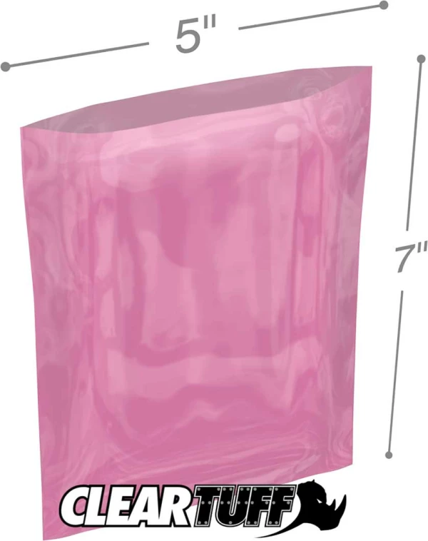 5x7 6 mil Pink Antistat Poly Bags