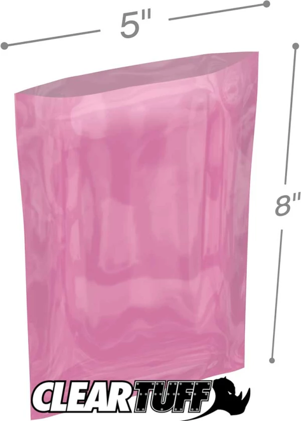 5x8 2 mil Pink Antistat Poly Bags