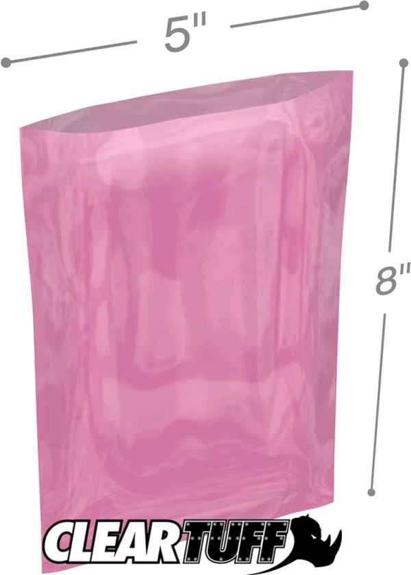 Pink 5 x 8 2 mil Anti-Static Poly Bags 5 x 8 2 mil Anti-Static Poly Bags