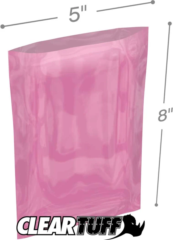 5x8 6 mil amine free antistatic poly bags 5x8 6 mil Pink Antistat Poly Bags