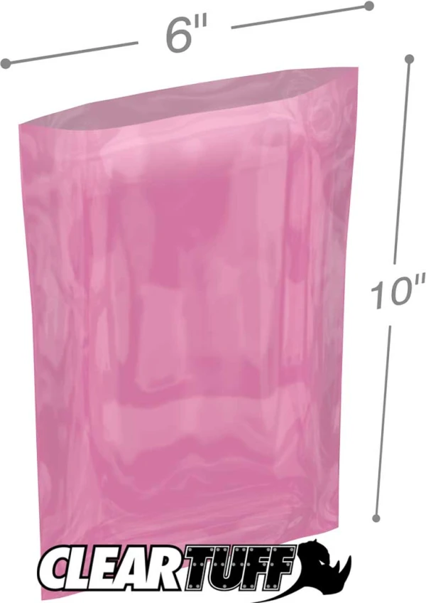 6x10 6 mil amine free antistatic poly bags 6x10 6 mil Pink Antistat Poly Bags