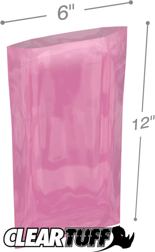 6x12 6 mil amine free antistatic poly bags 6x12 6 mil Pink Antistat Poly Bags
