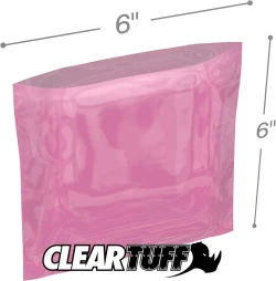 Pink 6" x 6" 4 mil Anti-Static Poly Bags
