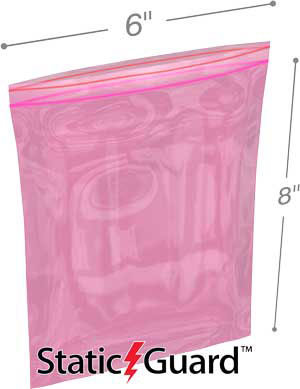 6x8 4Mil Minigrip Reclosable Pink Anti Static Bags