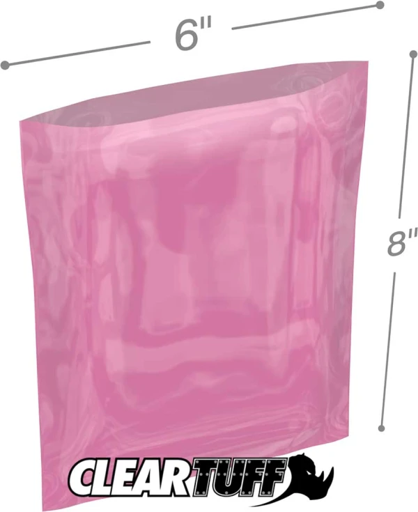 6x8 6 mil amine free antistatic poly bags 6x8 6 mil Pink Antistat Poly Bags