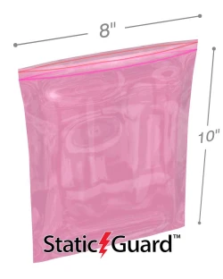 8" x 10" 4-Mil Pink Anti Static Zip Bags - Minigrip